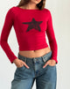 Image of Amabon Top de manga larga en rojo adrenalina con estrella negra