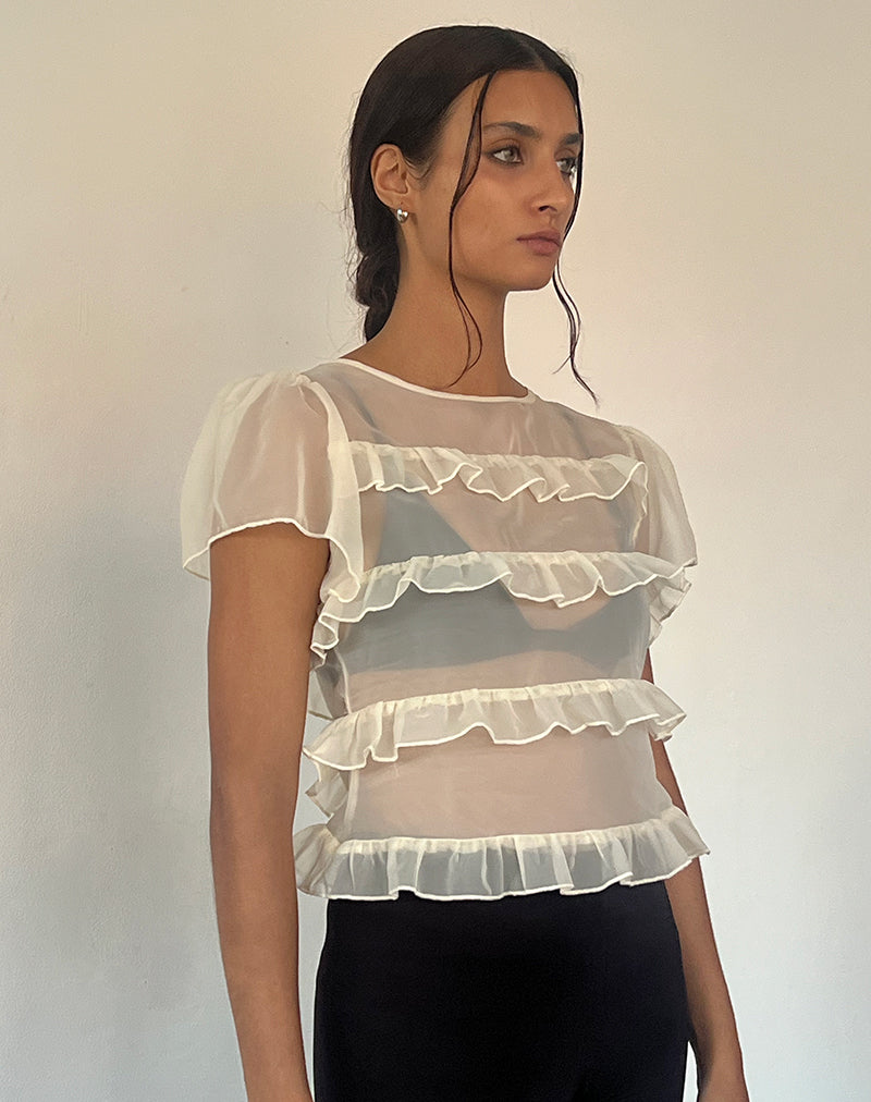 Imagen de Amarissa Ruffle Top en gasa marfil