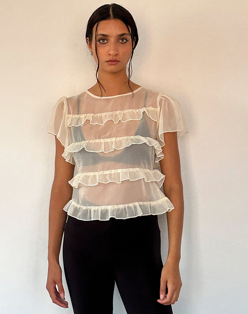 Imagen de Amarissa Ruffle Top en gasa marfil