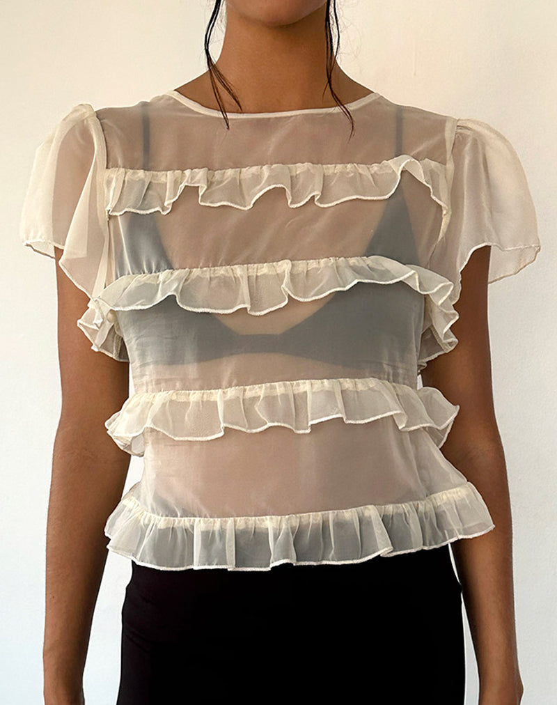 Imagen de Amarissa Ruffle Top en gasa marfil