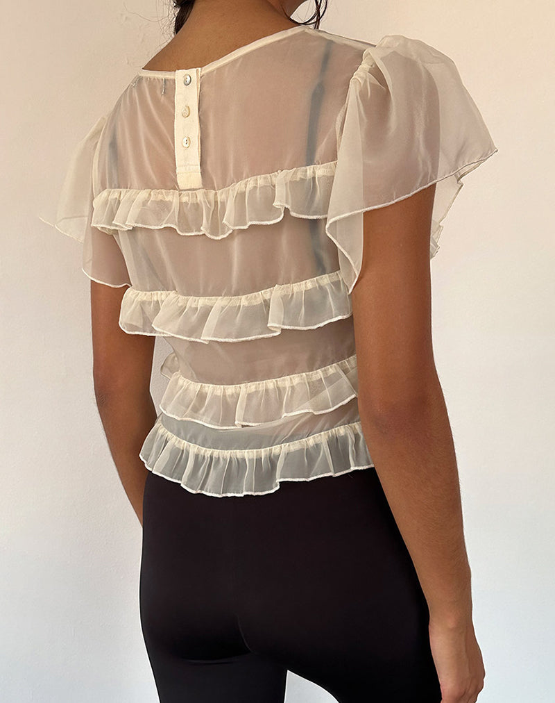 Imagen de Amarissa Ruffle Top en gasa marfil