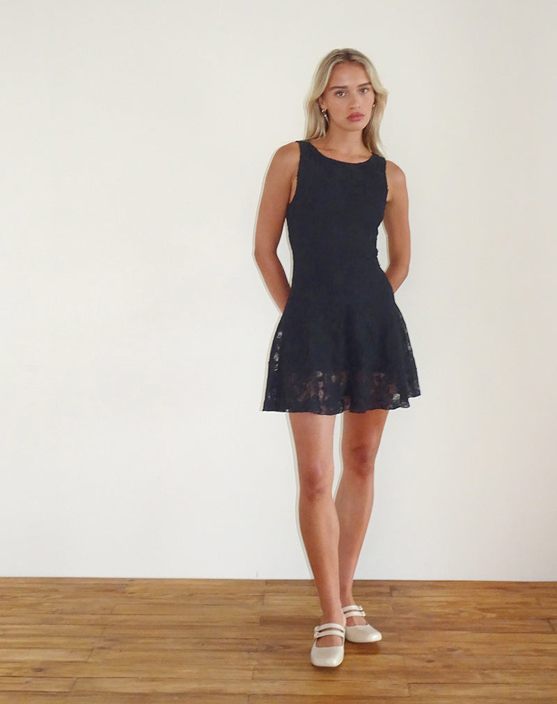 imagen de Ambika Dress in Textured Lace Rose Black