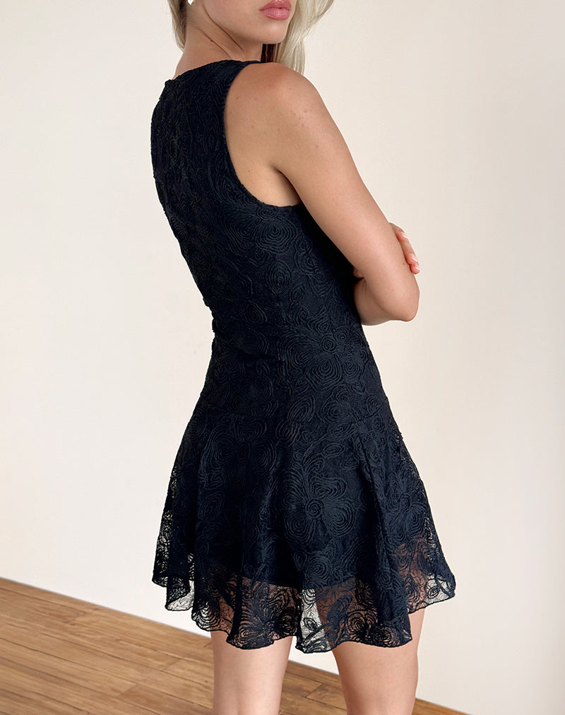 imagen de Ambika Dress in Textured Lace Rose Black