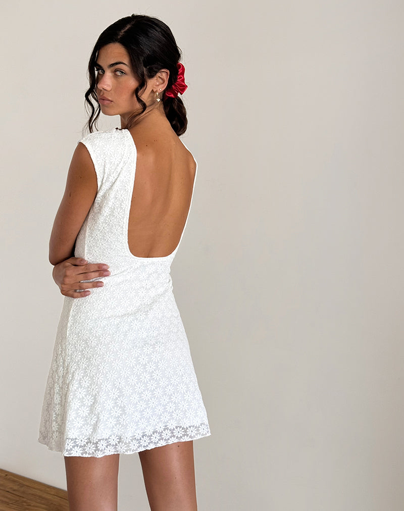 imagen de Ambu Mini Dress in Floral Lace Ivory