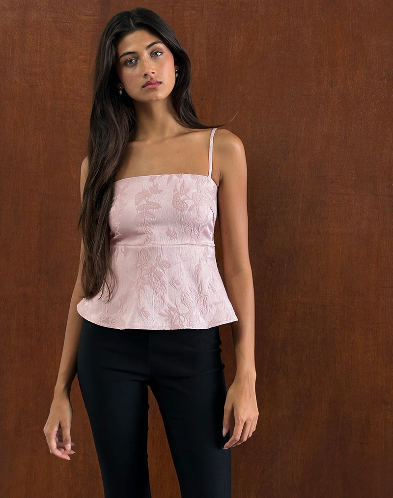Imagen de Amerta Cami Top en Satén Jacquard Rosa Bebé