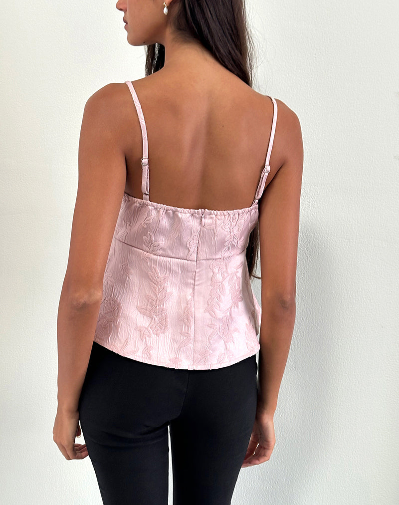 Imagen de Amerta Cami Top en Satén Jacquard Rosa Bebé
