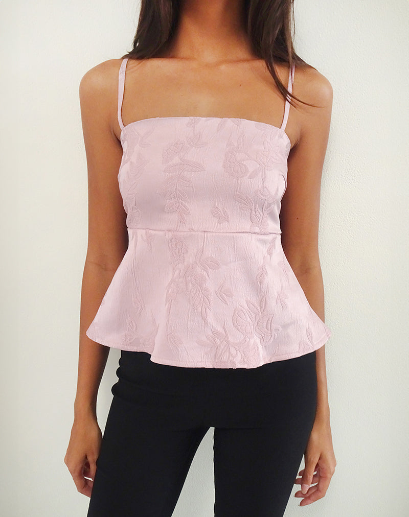 Amerta Cami Top en satén jacquard rosa bebé
