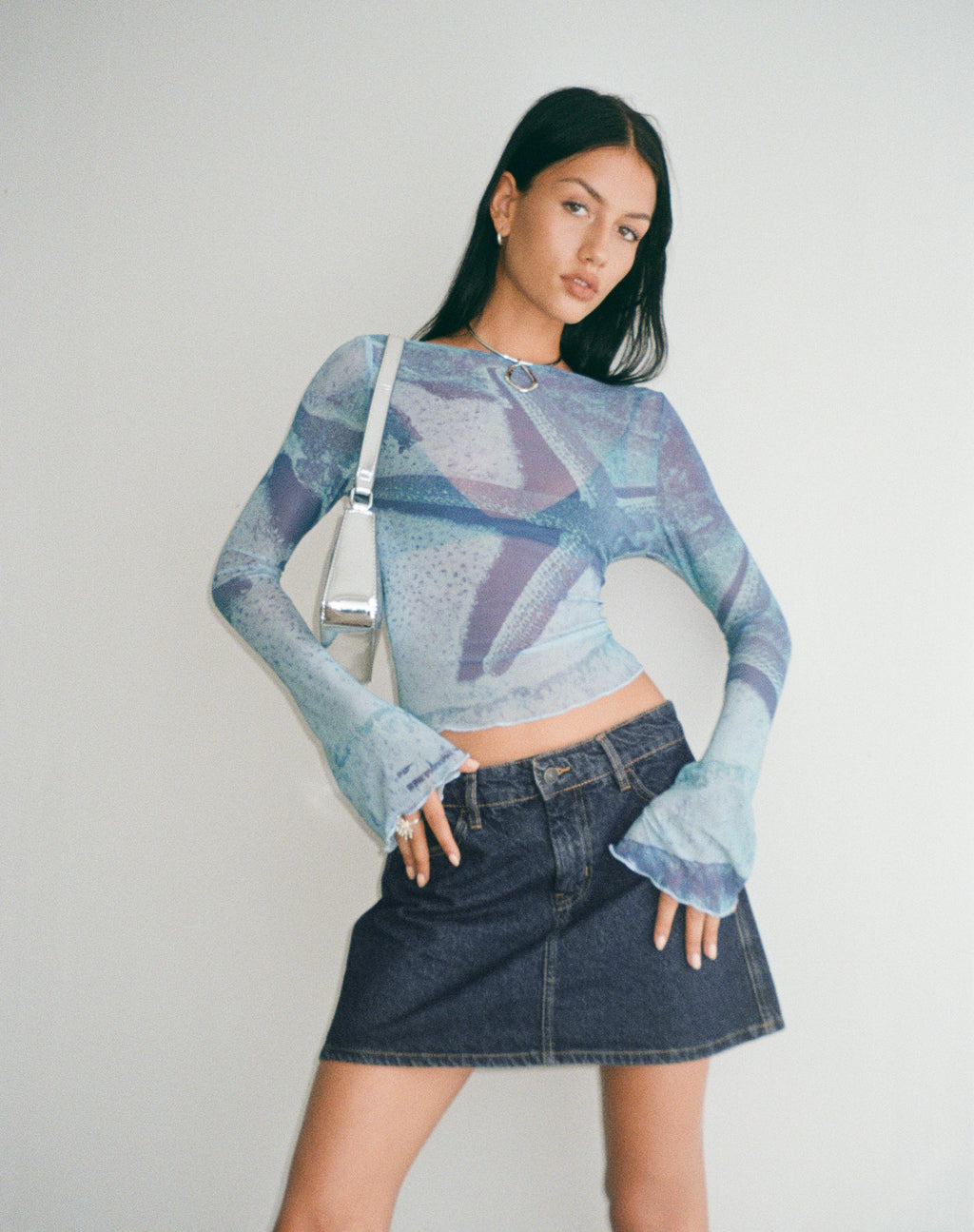 Minifalda A-Line en denim índigo