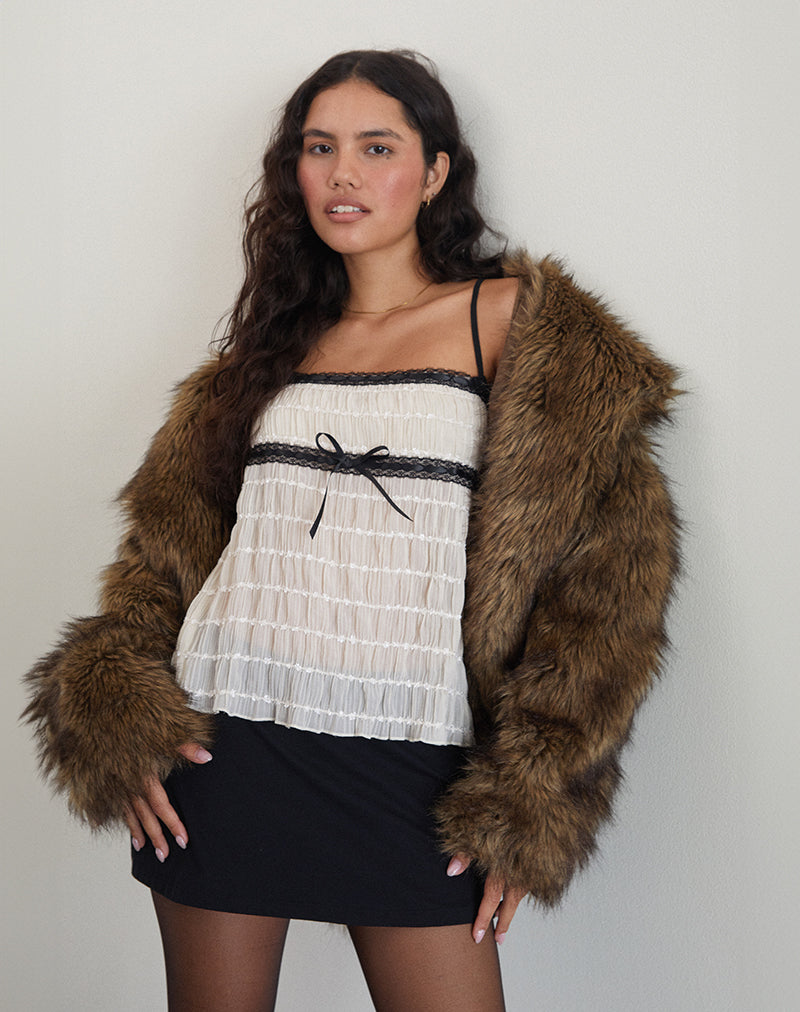 Ancika Cami Top de gasa texturizada marfil