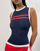 Imagen de Monlo Top en Airtex azul marino con raya roja