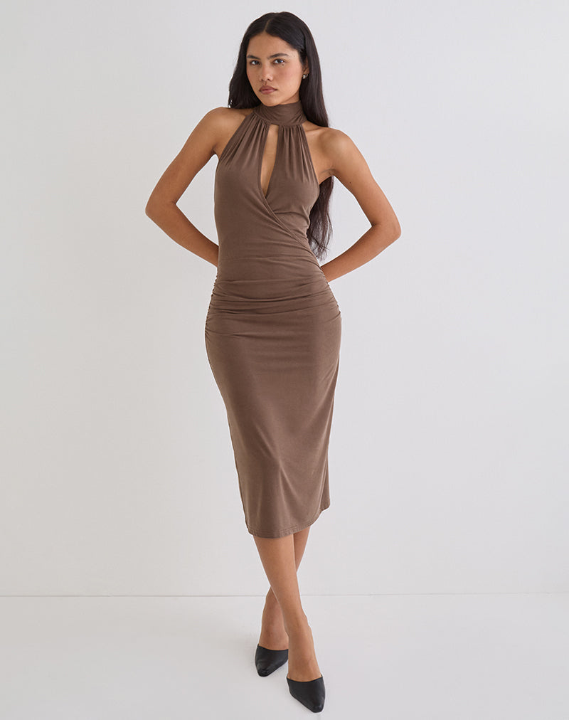 Imagen del vestido midi Anezka en color chocolate amargo