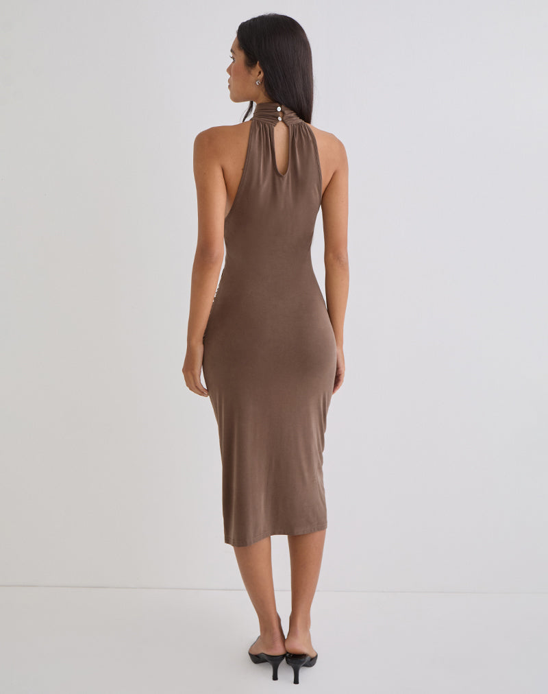 Imagen del vestido midi Anezka en color chocolate amargo