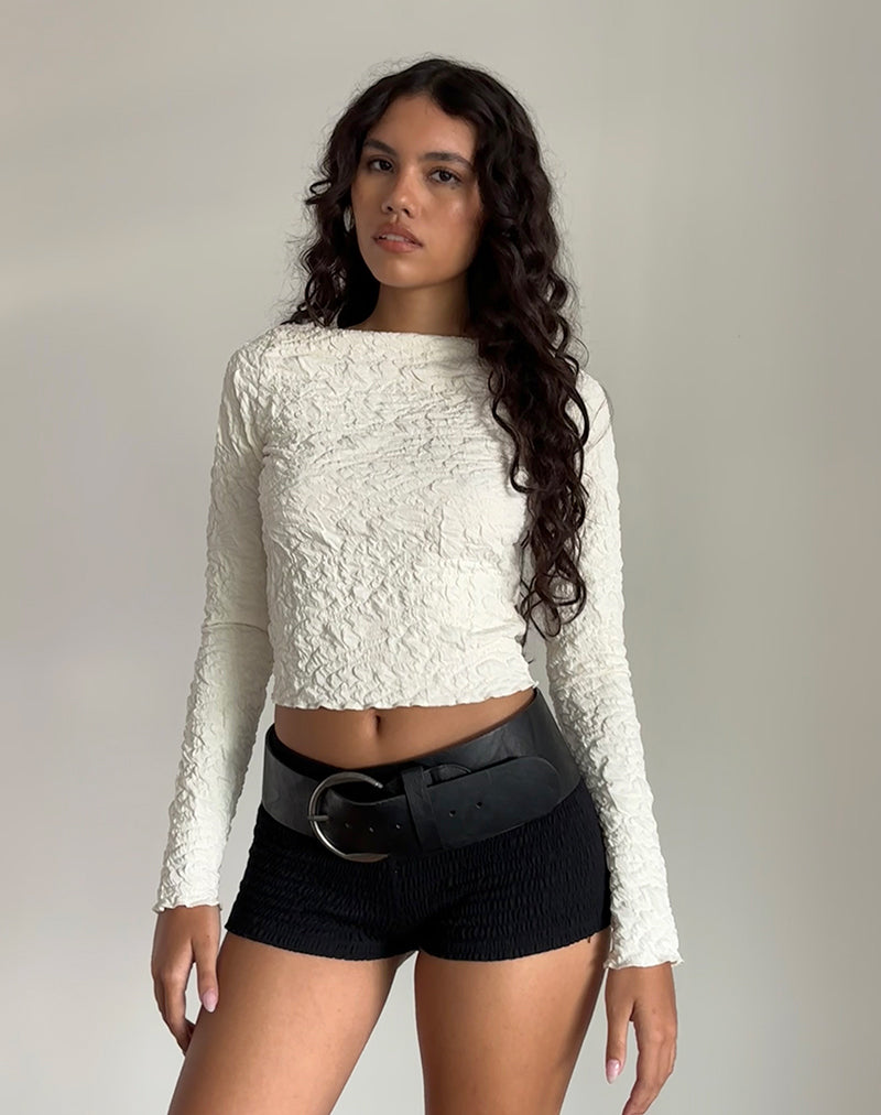 Imagen de Angela Camiseta de manga larga con textura en Jersey Crema