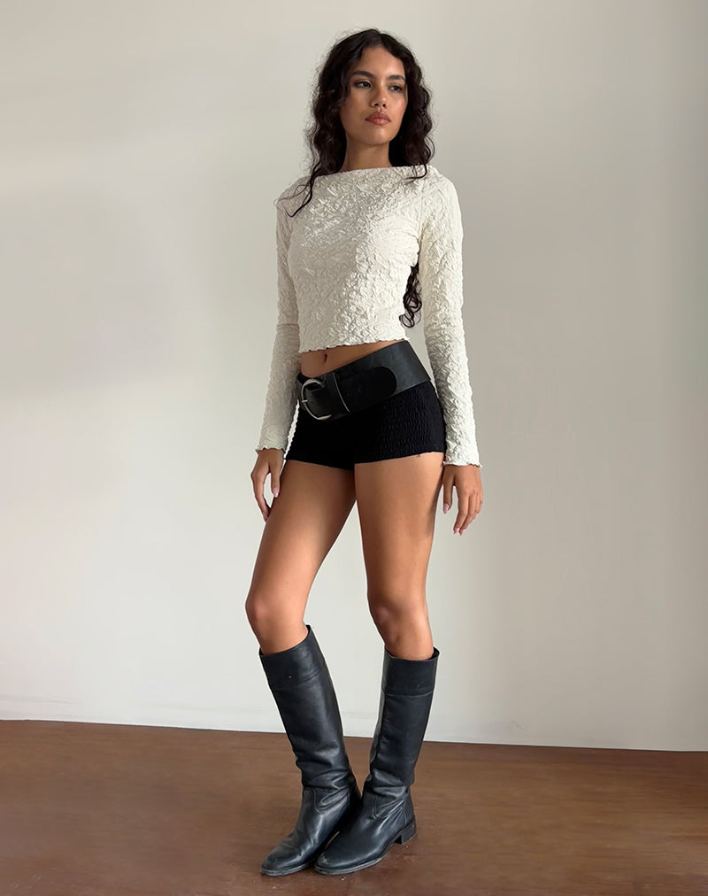 Imagen de Angela Camiseta de manga larga con textura en Jersey Crema