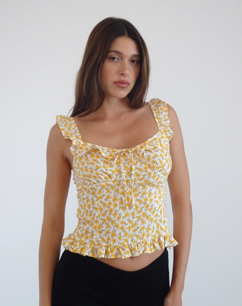 Imagen de Angelica Top in Yellow Cosmos Garden