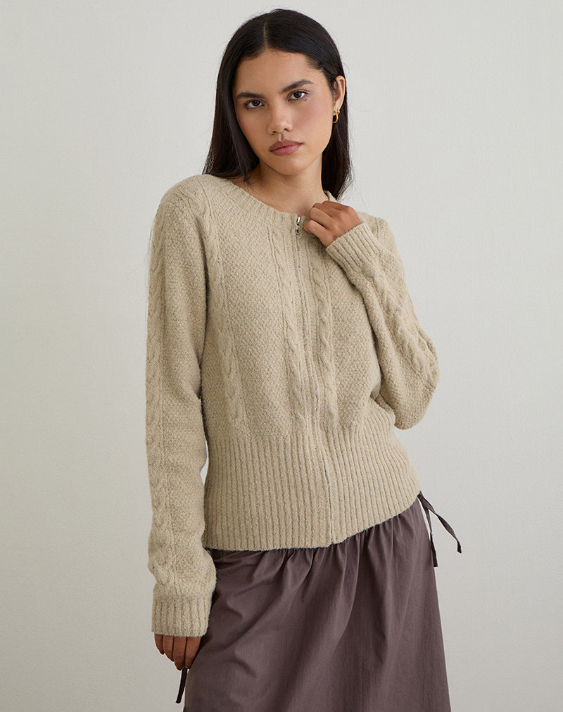 Rebeca Anitra de punto por cable beige