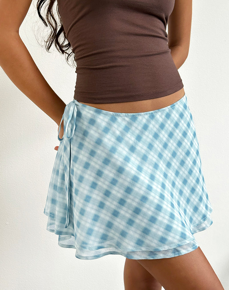 Imagen de Anora Minifalda de cuadros desdibujados Azul