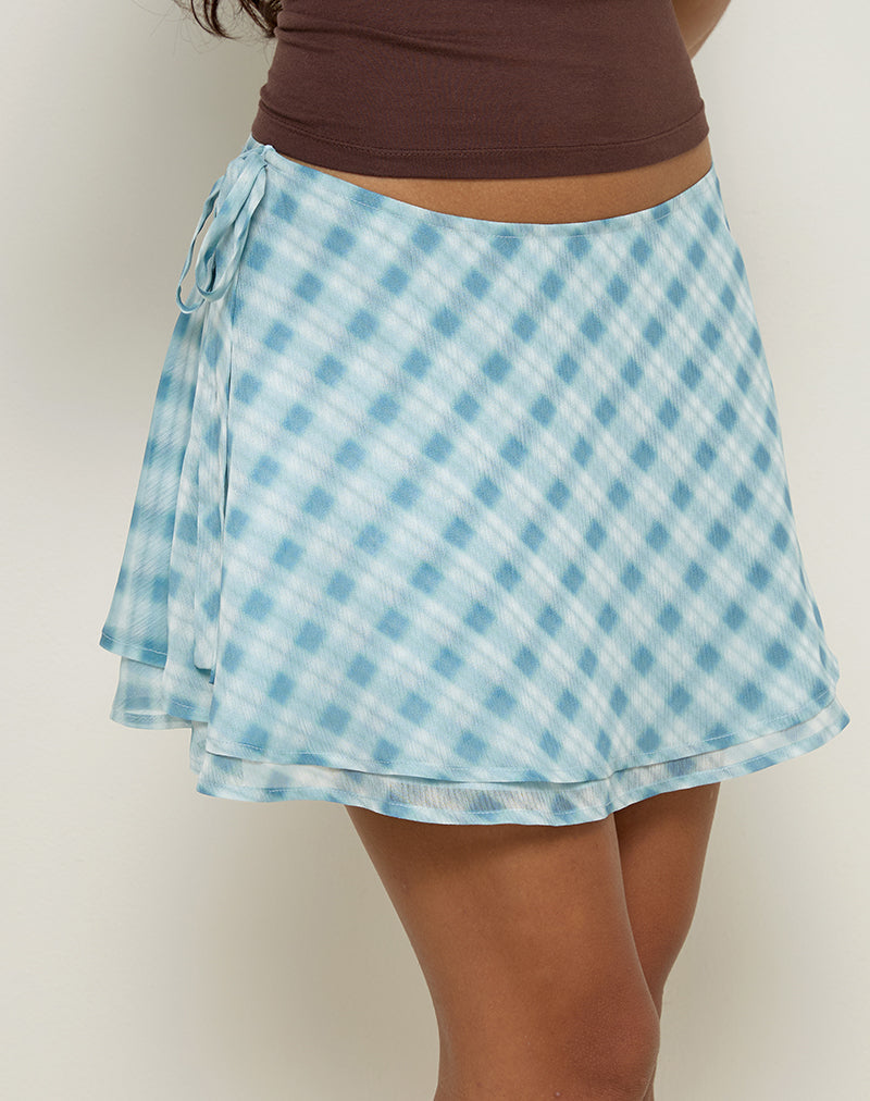 Imagen de Anora Minifalda de cuadros desdibujados Azul