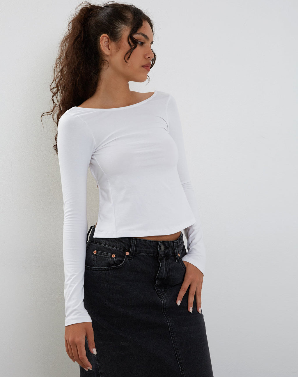 Top de manga larga Ansita en blanco