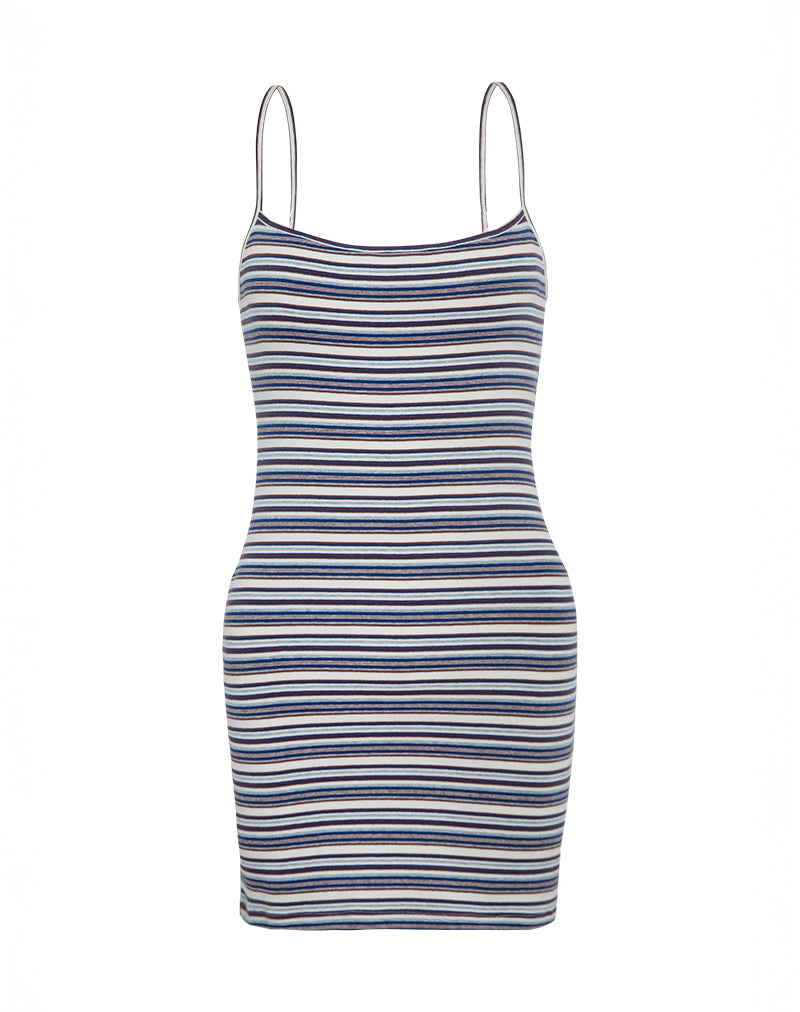 Minivestido de tirantes Anzhelina en multi rayas azules