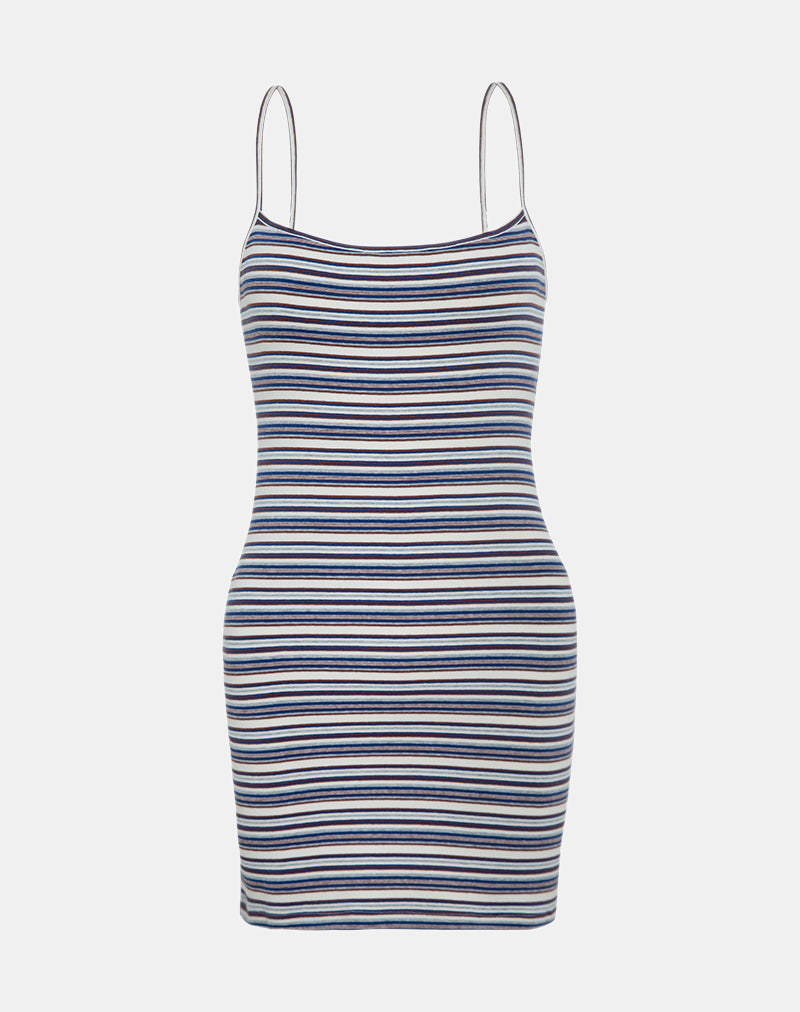Minivestido de tirantes Anzhelina en multi rayas azules