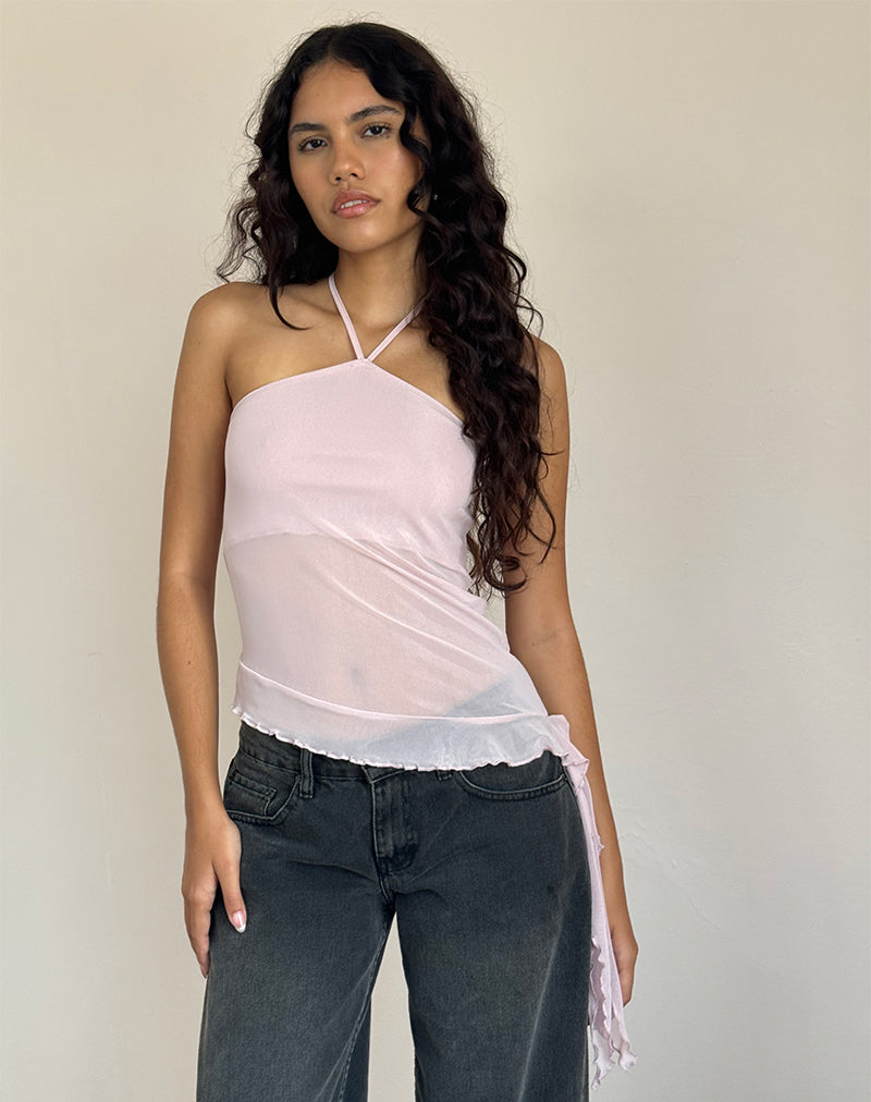Imagen de Arabella Top Cuello Haltern en Malla Rosa