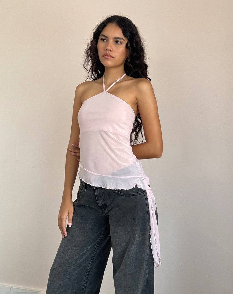 Imagen de Arabella Top Cuello Haltern en Malla Rosa