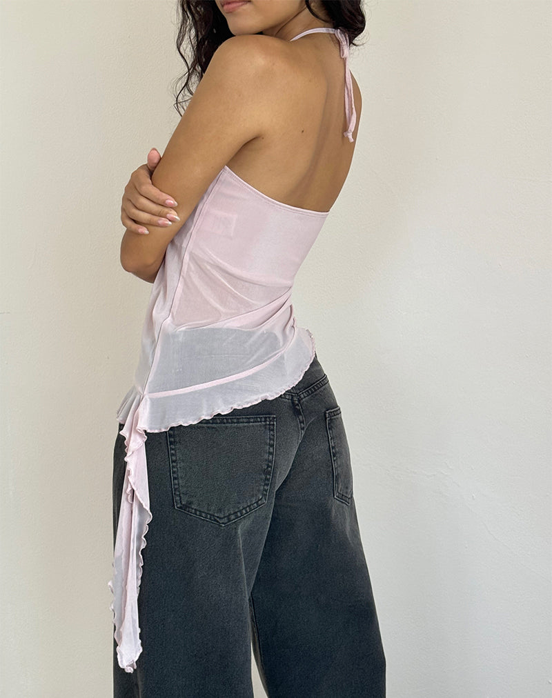 Imagen de Arabella Top Cuello Haltern en Malla Rosa