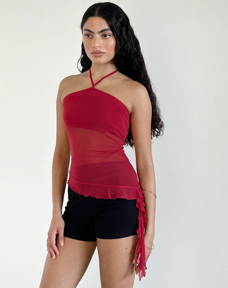 Imagen de Arabella Top Cuello Haltern en Malla Cereza
