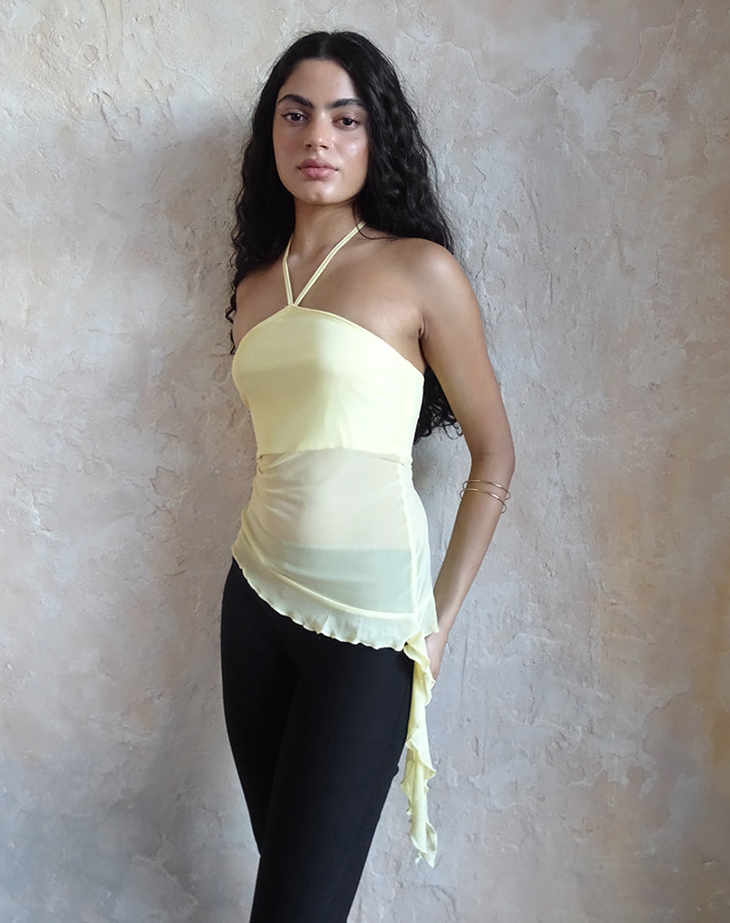 imagen de Arabella Halterneck Top in Mesh Lemon