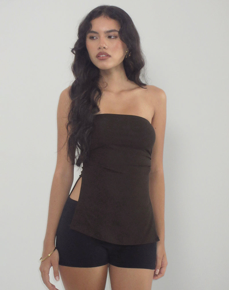 Imagen de Aravie Bandeau Acanalado Marrón Chocolate