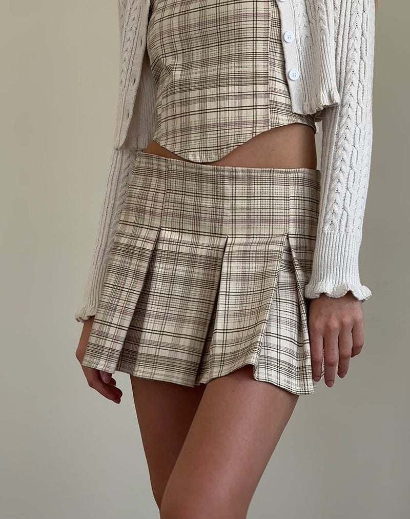 Imagen de la minifalda Alula en cuadros crema pastel