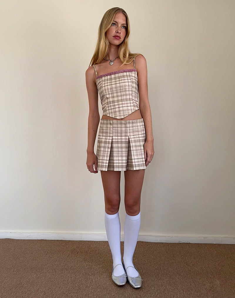 Imagen de Archie Corset Top en cuadros crema pastel