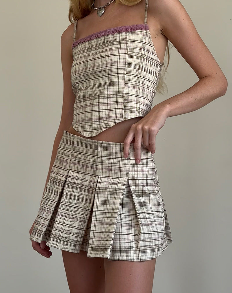 Imagen de Archie Corset Top en cuadros crema pastel