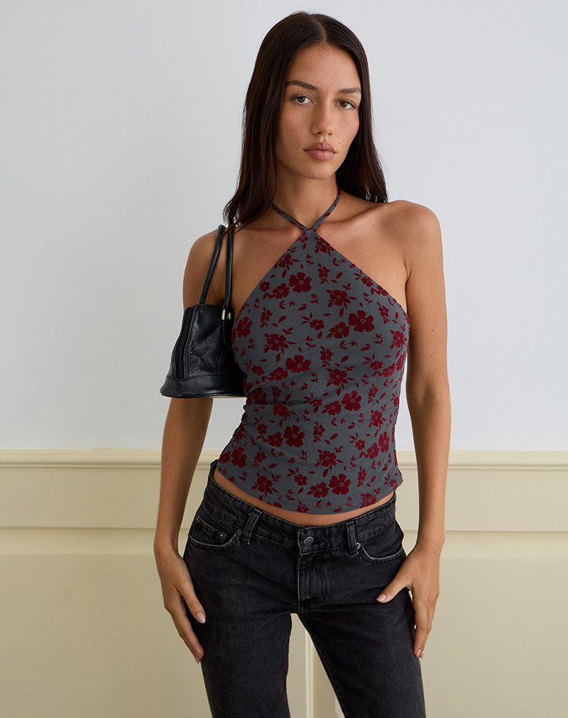 Imagen de Arira Top sin mangas en Garden Floral Azul Gris