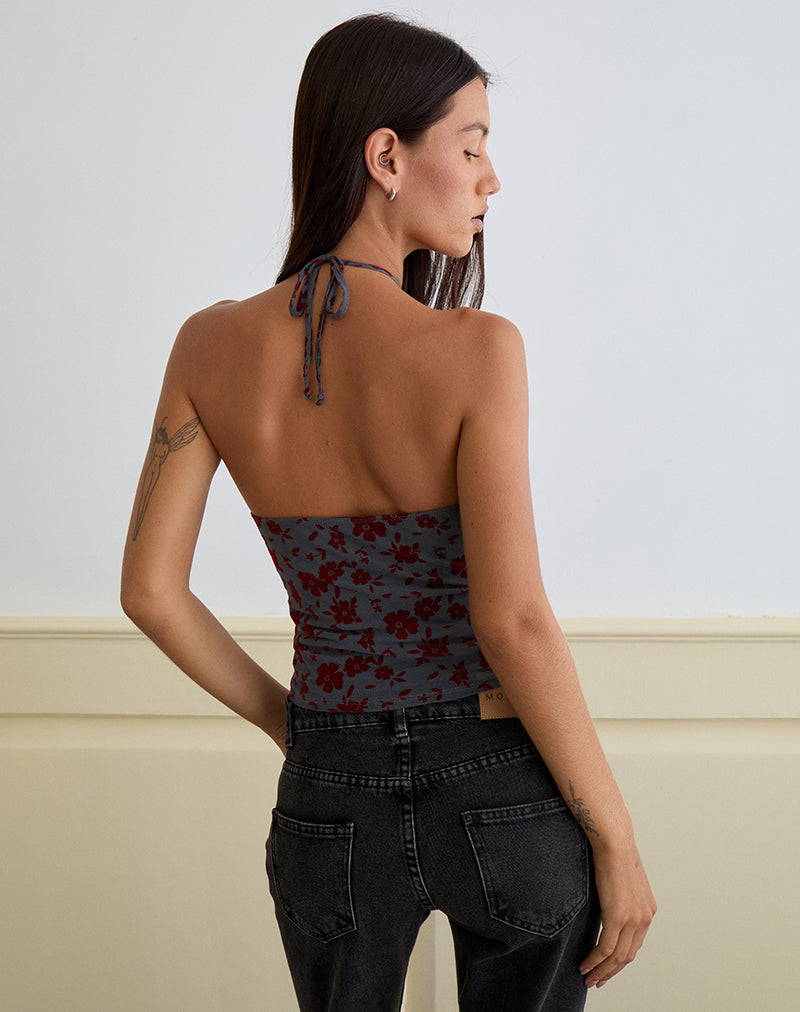 Imagen de Arira Top sin mangas en Garden Floral Azul Gris