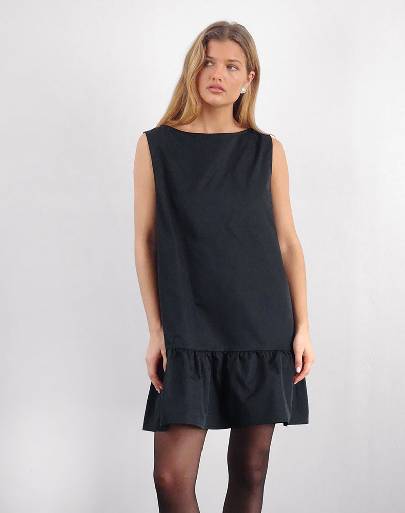 Imagen de Arkana Babydoll Mini Dress in Black Taffeta