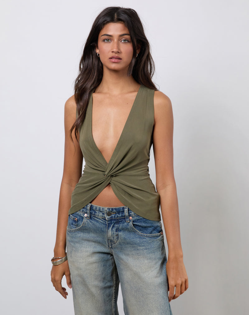 Imagen de Arlys Twist Detail Top en Cupro Caqui