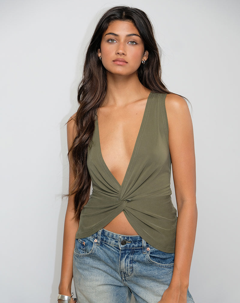 Top Arlys Twist Detail en Cupro Caqui