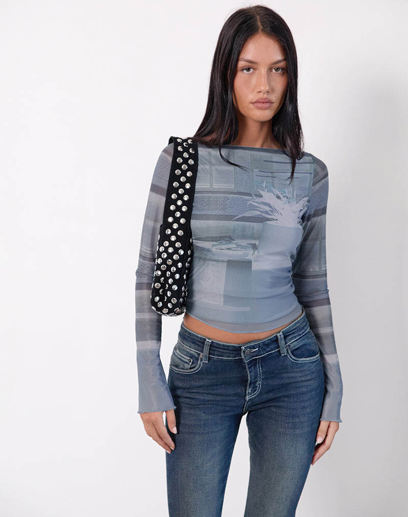 Armali Top de manga larga con estampado Parlour Azul