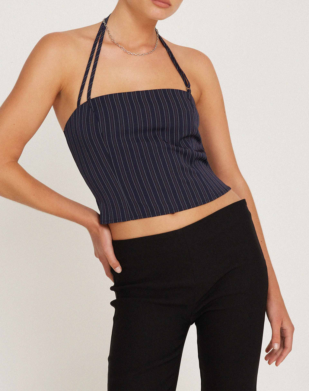 Arreta Crop Top a rayas azul marino