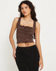 imagen de Asahi Crop Top de Encaje Marrón Castaño
