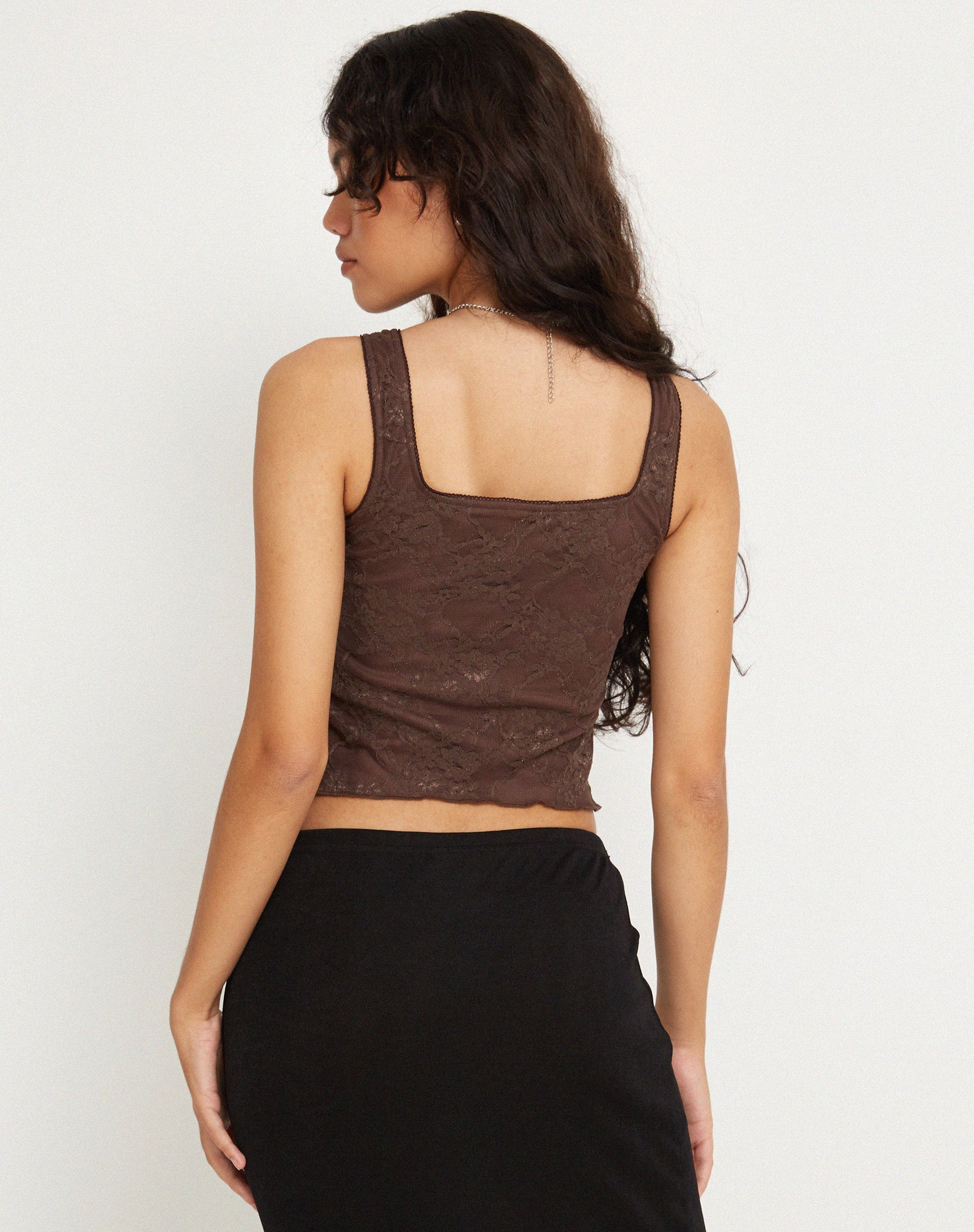 imagen de Asahi Crop Top de Encaje Marrón Castaño