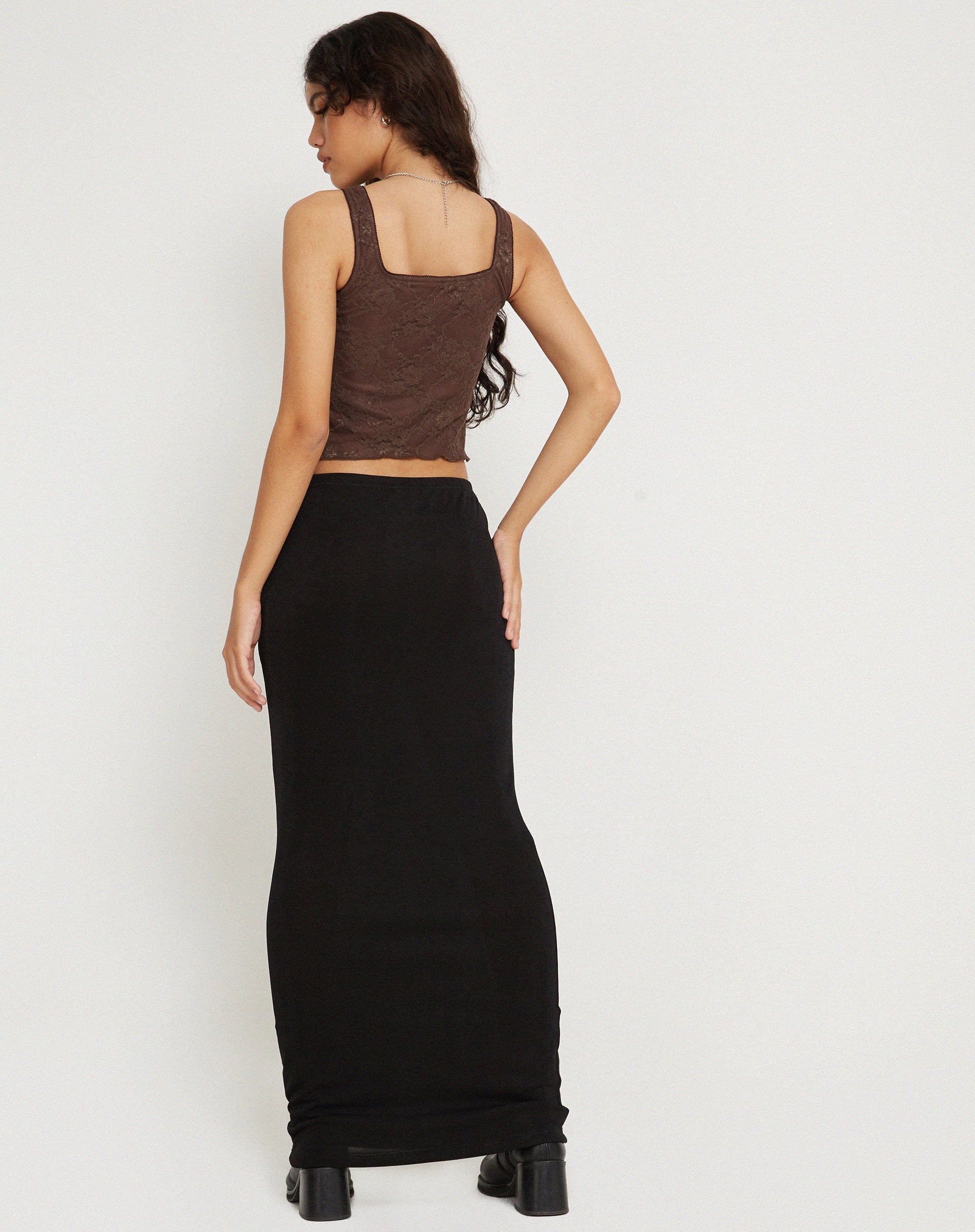 imagen de Asahi Crop Top de Encaje Marrón Castaño