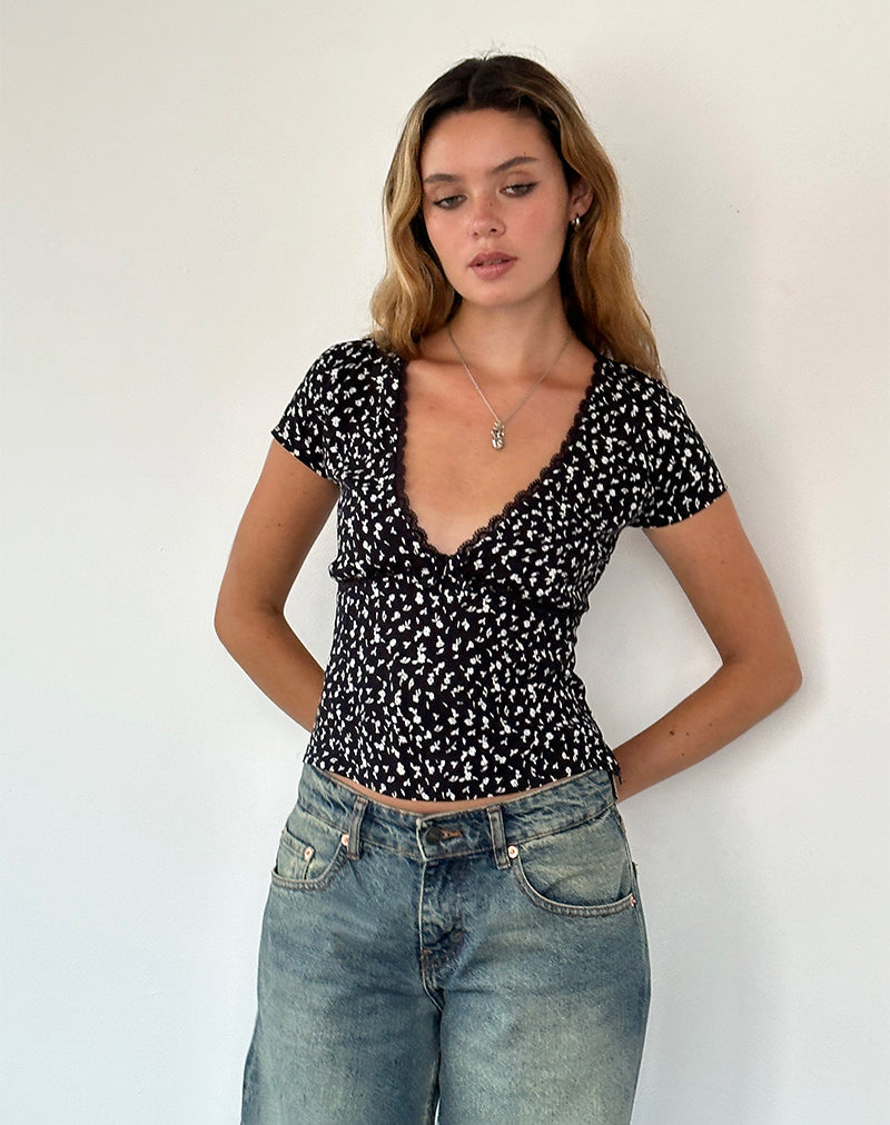 Imagen de Asani Top en Negro Ditsy Romance