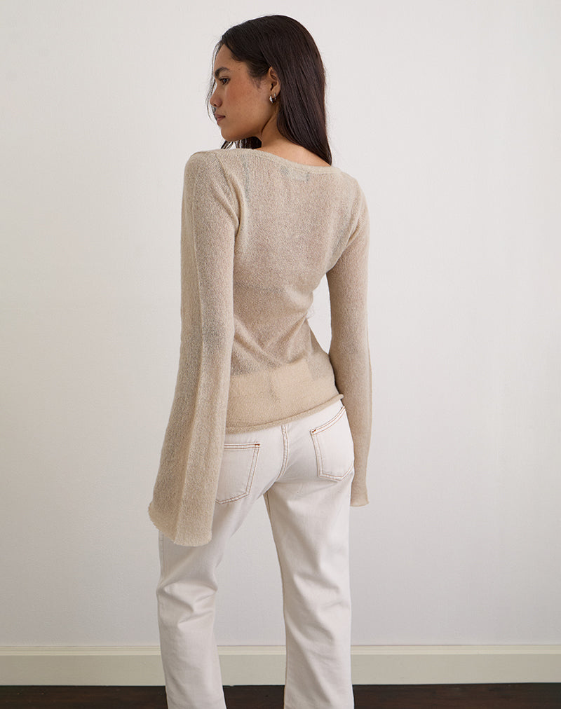 Imagen de Ashla Top de punto transparente Beige