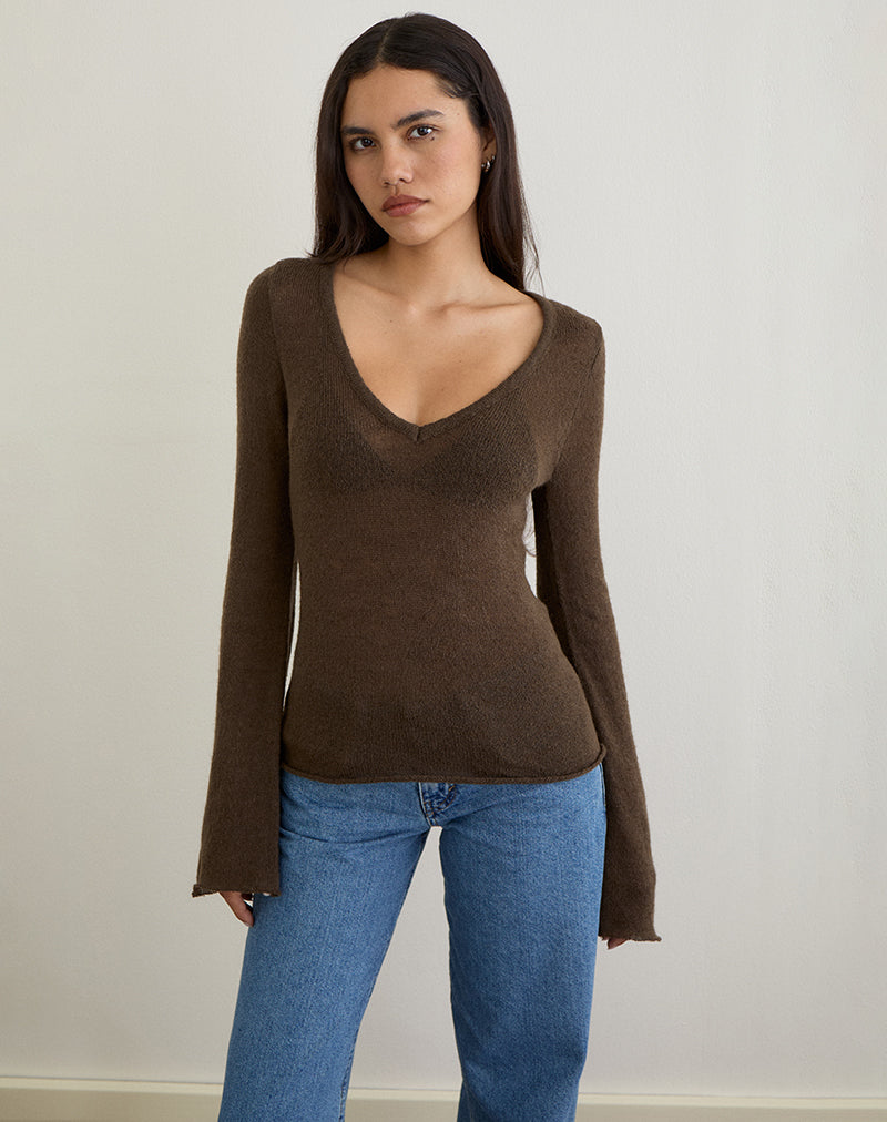 Imagen de Ashla Top de punto transparente Chocolate negro