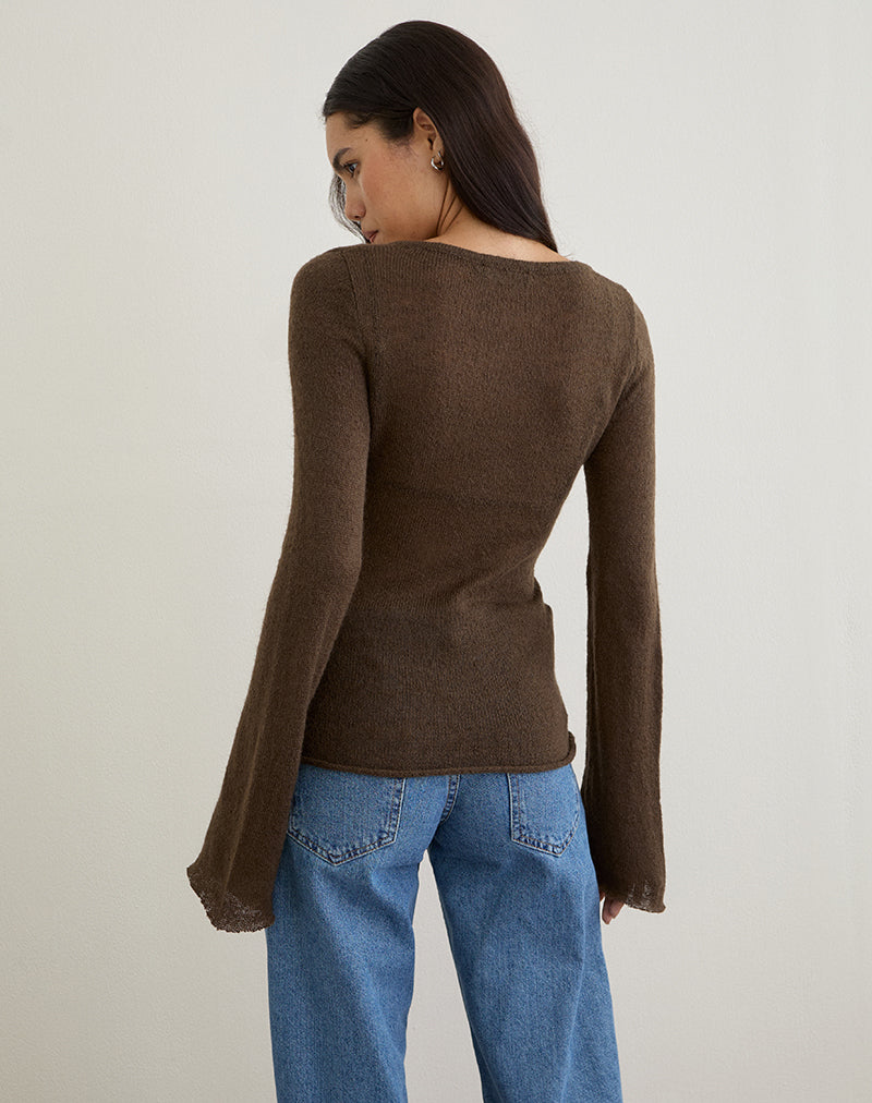 Imagen de Ashla Top de punto transparente Chocolate negro