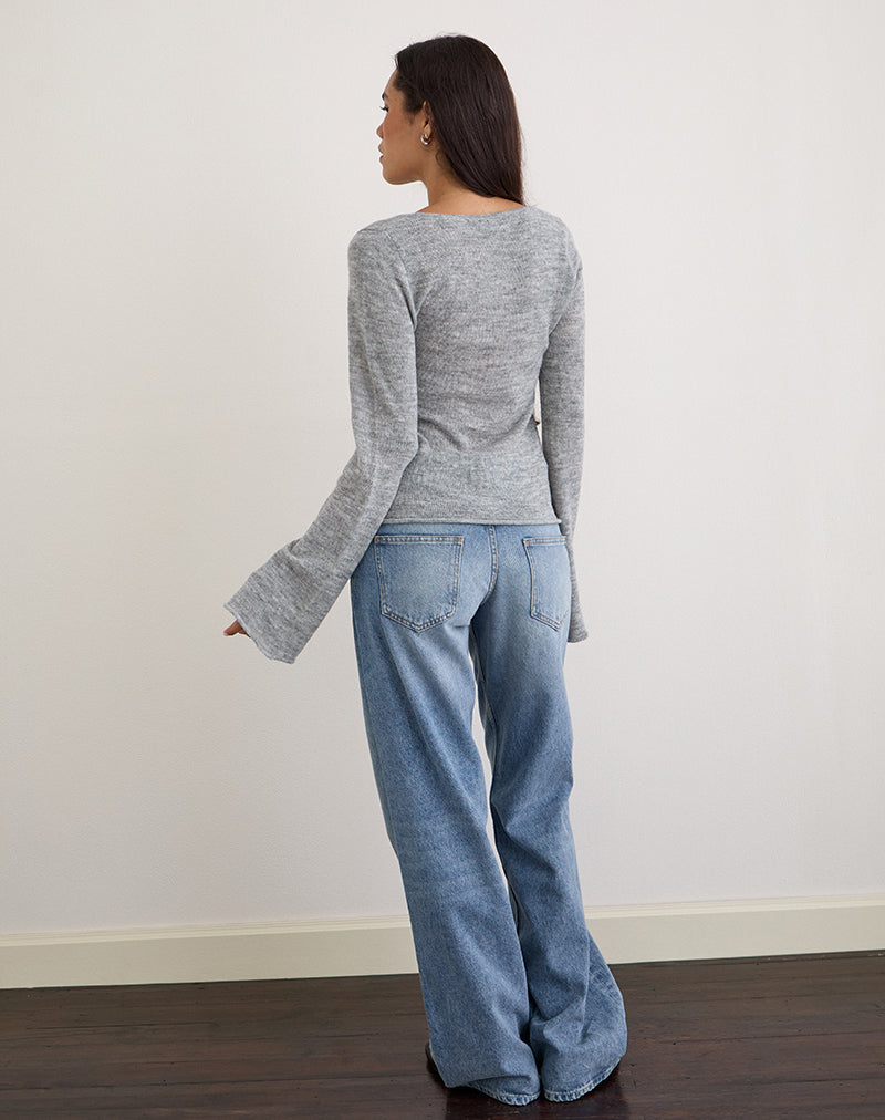 Imagen de Ashla Top de manga larga en Sheer Knit Gris