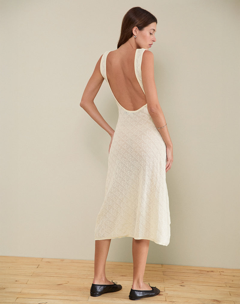 Imagen del vestido Ashtin Midi Dress in Pointelle Ivory